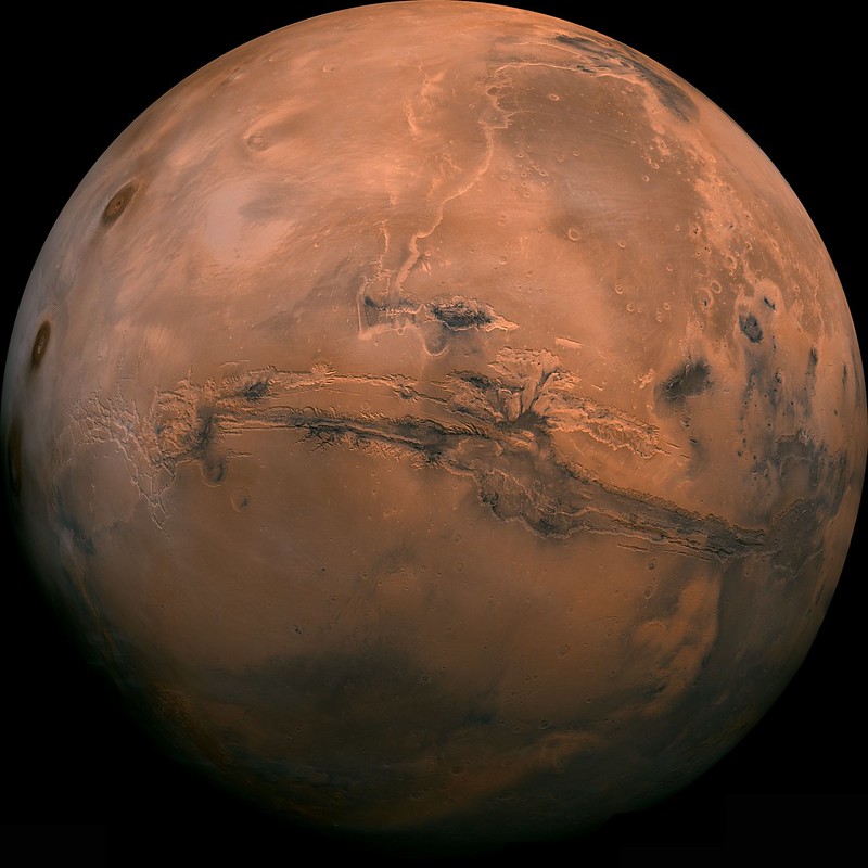 The Valles Merineris, a colossal canyon on the surface on Mars